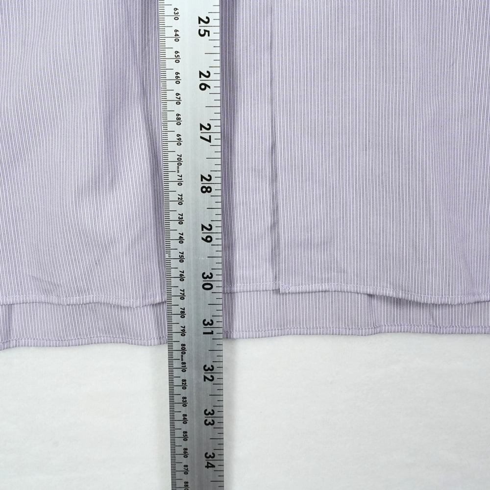 John Varvatos Slim Fit French Cuff Dress Shirt Mens 18 36/37 Lavender Stripe NWT - Picture 7 of 9